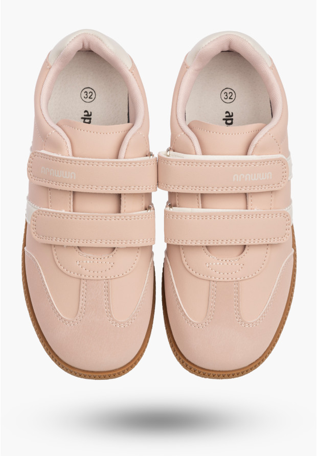 Sneakersy Dziecięce Buty Na Rzepy Sportowe Skórzana Wkładka Modne Różowe Apawwa ABC0353P