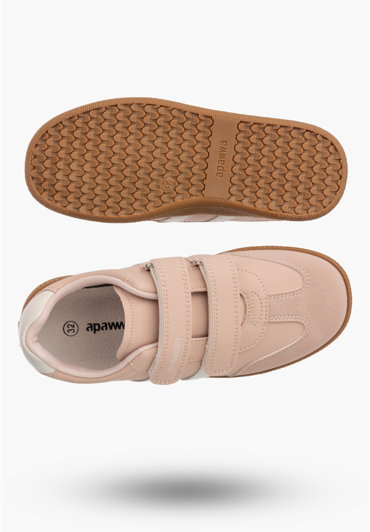 Sneakersy Dziecięce Buty Na Rzepy Sportowe Skórzana Wkładka Modne Różowe Apawwa ABC0353P