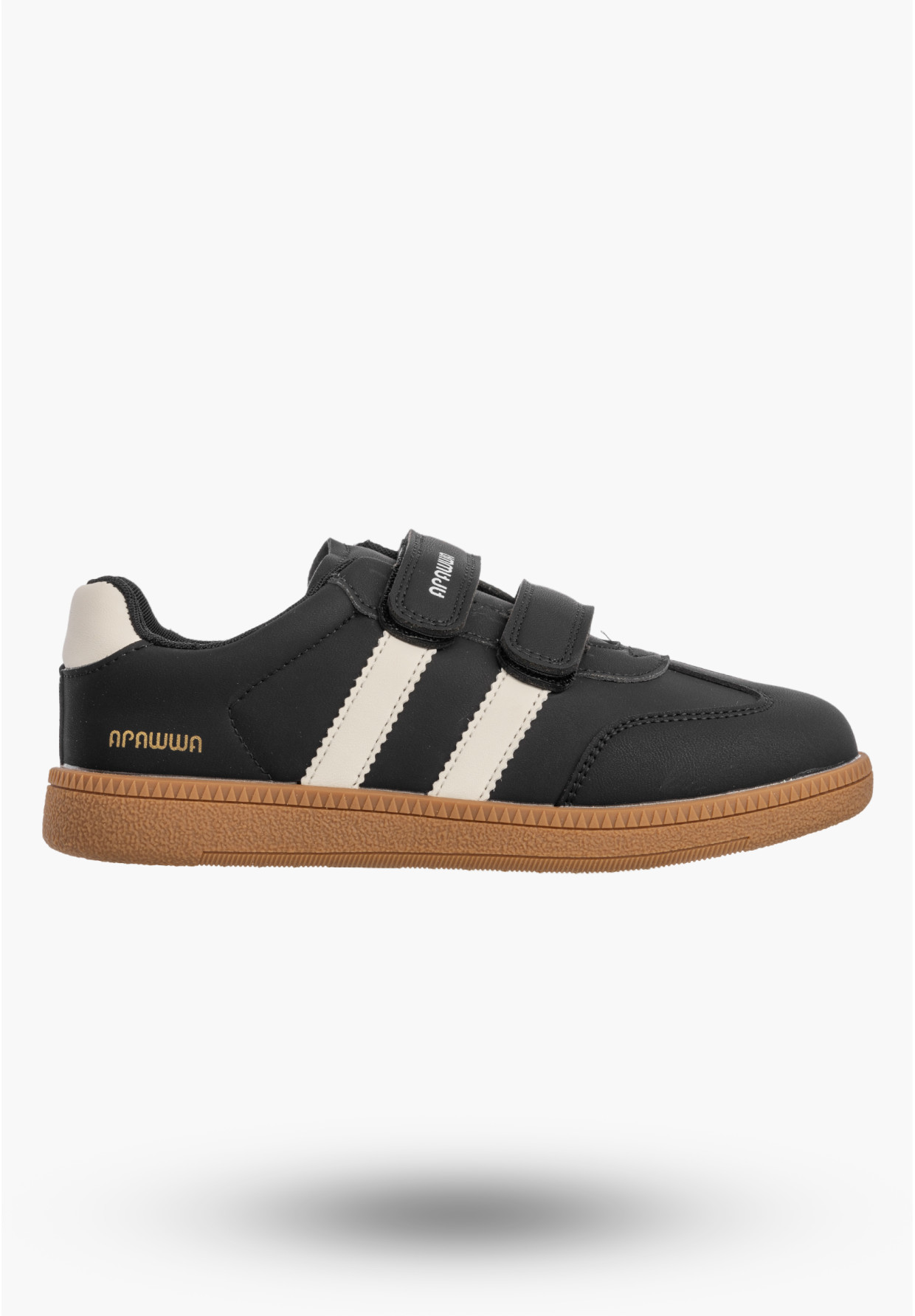 Sneakersy Dziecięce Buty Na Rzepy Sportowe Skórzana Wkładka Modne Czarne Apawwa ABC0353P