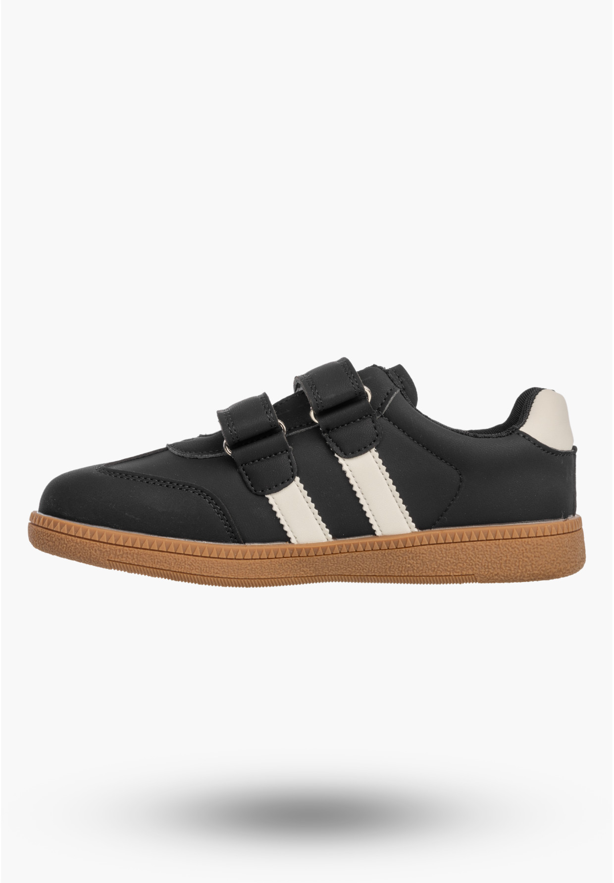 Sneakersy Dziecięce Buty Na Rzepy Sportowe Skórzana Wkładka Modne Czarne Apawwa ABC0353P