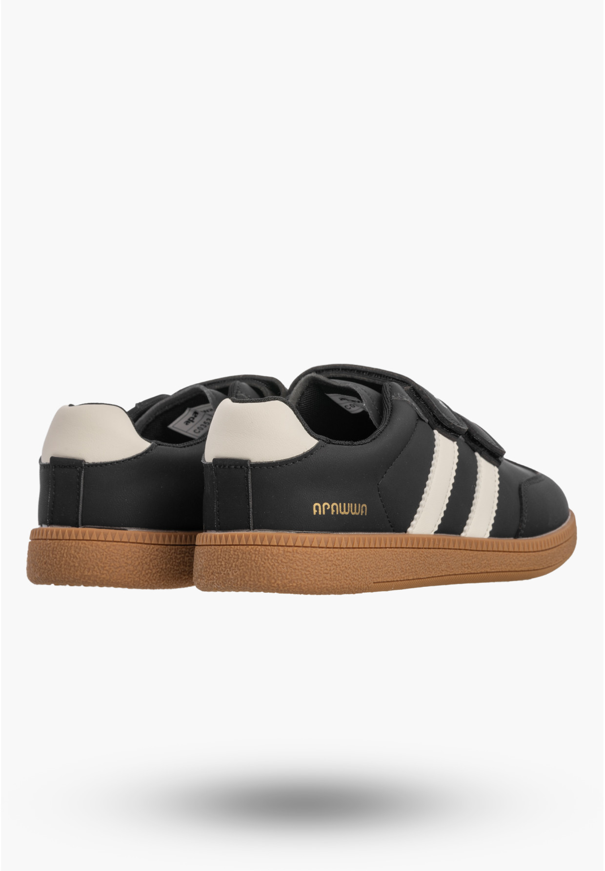 Sneakersy Dziecięce Buty Na Rzepy Sportowe Skórzana Wkładka Modne Czarne Apawwa ABC0353P
