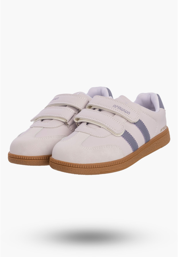 Sneakersy Dziecięce Buty Na Rzepy Sportowe Skórzana Wkładka Modne Fioletowe Apawwa ABC0352P