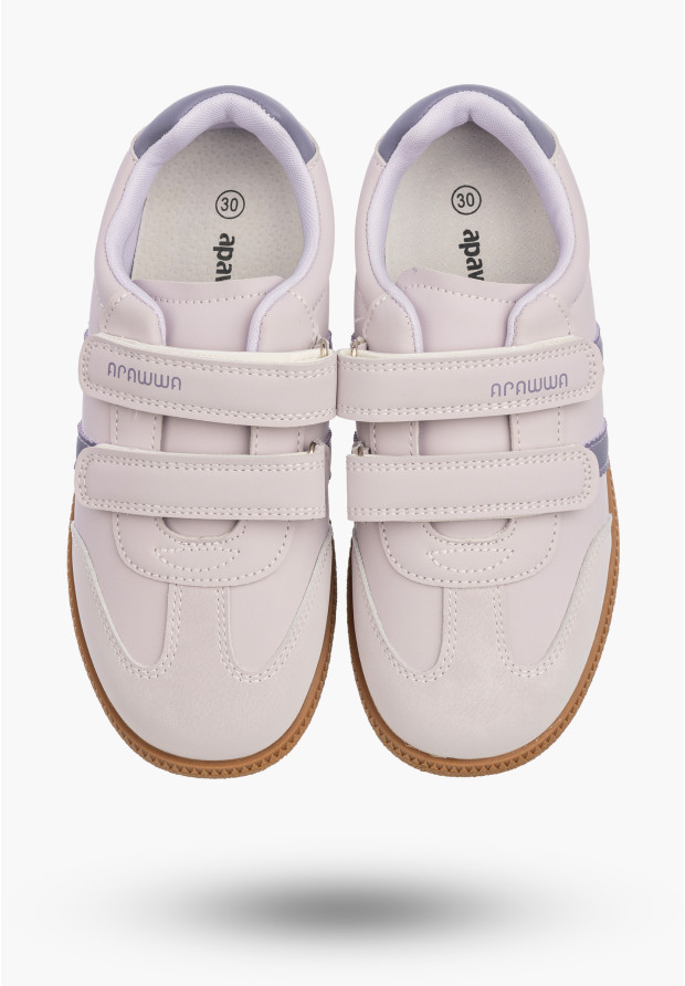 Sneakersy Dziecięce Buty Na Rzepy Sportowe Skórzana Wkładka Modne Fioletowe Apawwa ABC0352P