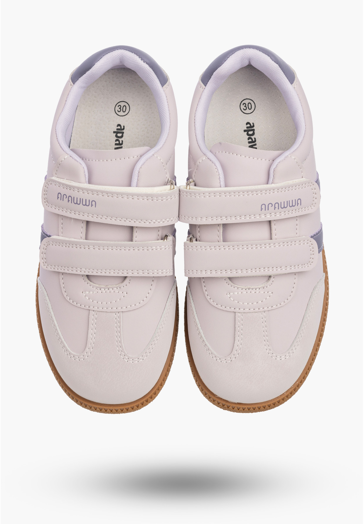 Sneakersy Dziecięce Buty Na Rzepy Sportowe Skórzana Wkładka Modne Fioletowe Apawwa ABC0352P