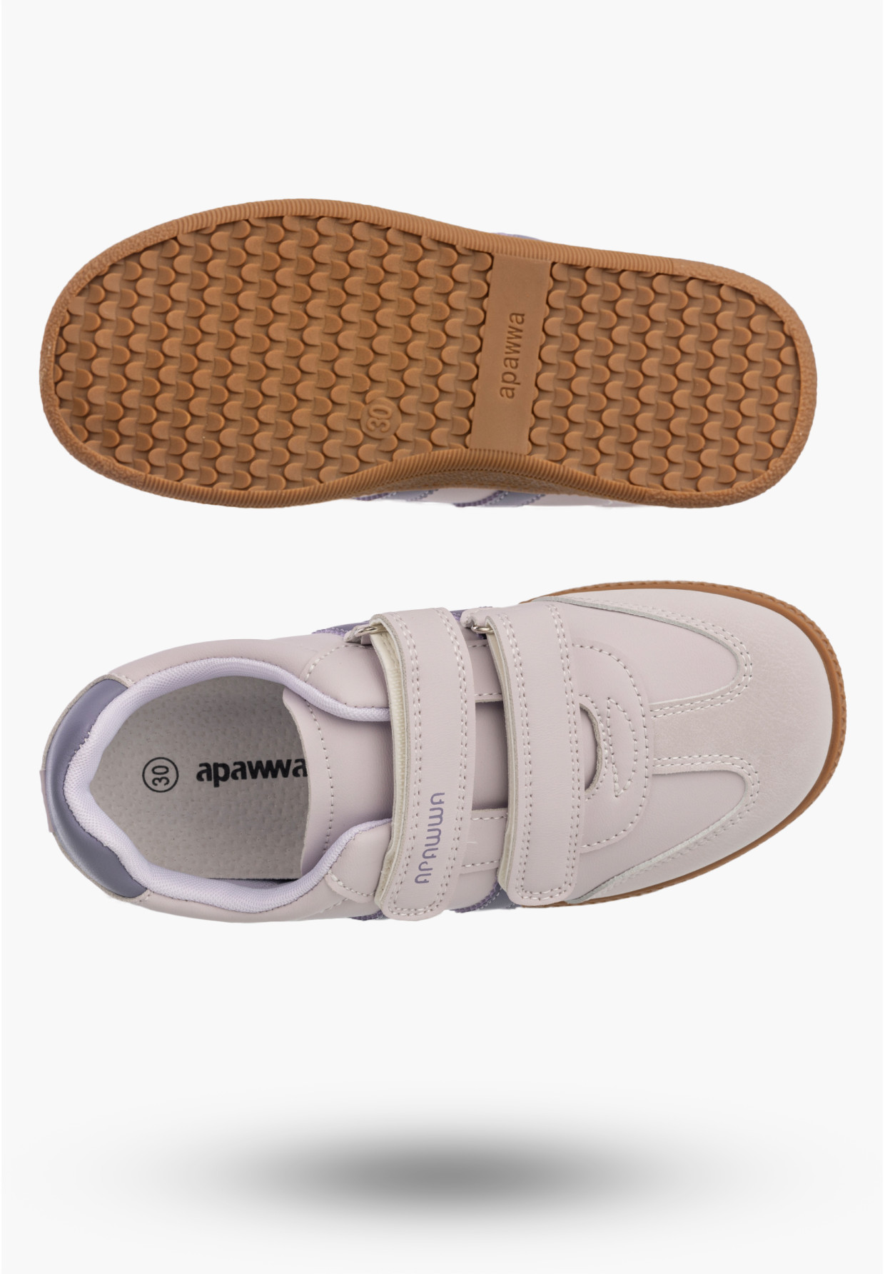 Sneakersy Dziecięce Buty Na Rzepy Sportowe Skórzana Wkładka Modne Fioletowe Apawwa ABC0352P