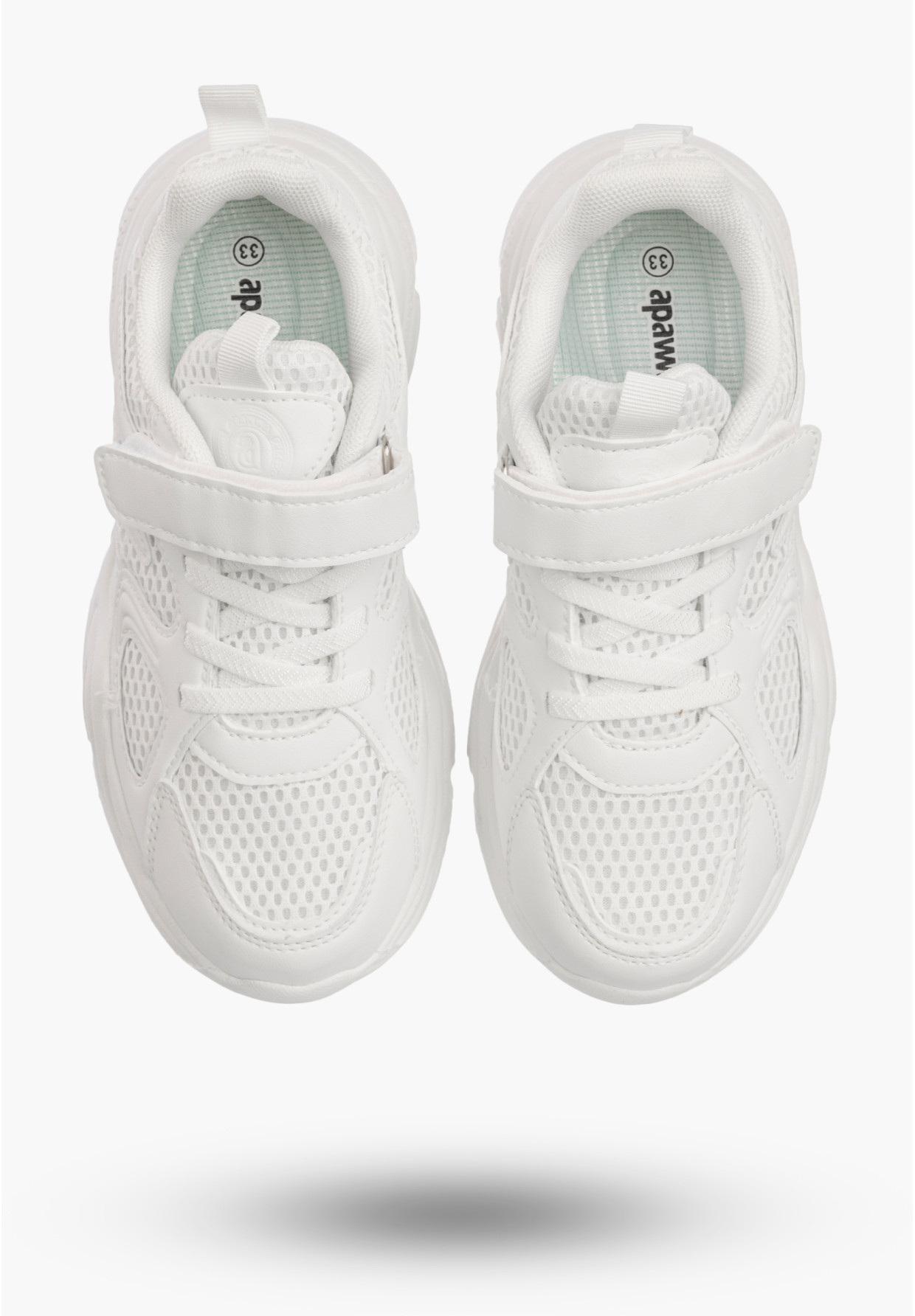 Sneakersy Dziecięce Buty Na Rzepy Sportowe Gruba Podeszwa Białe Apawwa V298