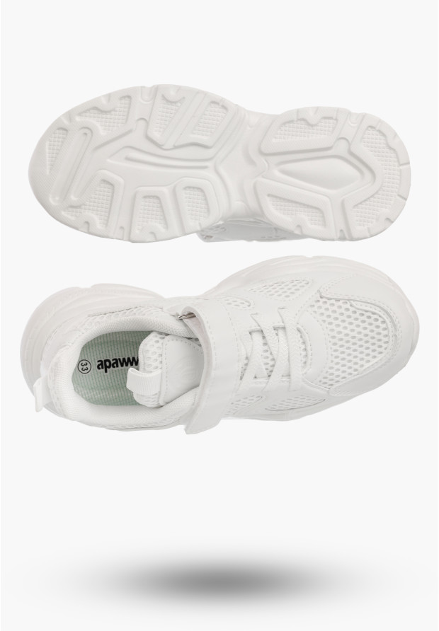 Sneakersy Dziecięce Buty Na Rzepy Sportowe Gruba Podeszwa Białe Apawwa V298