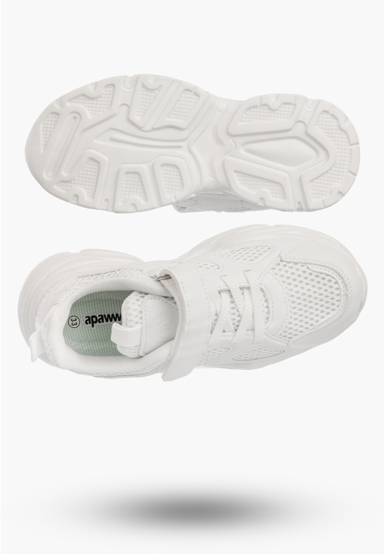 Sneakersy Dziecięce Buty Na Rzepy Sportowe Gruba Podeszwa Białe Apawwa V298