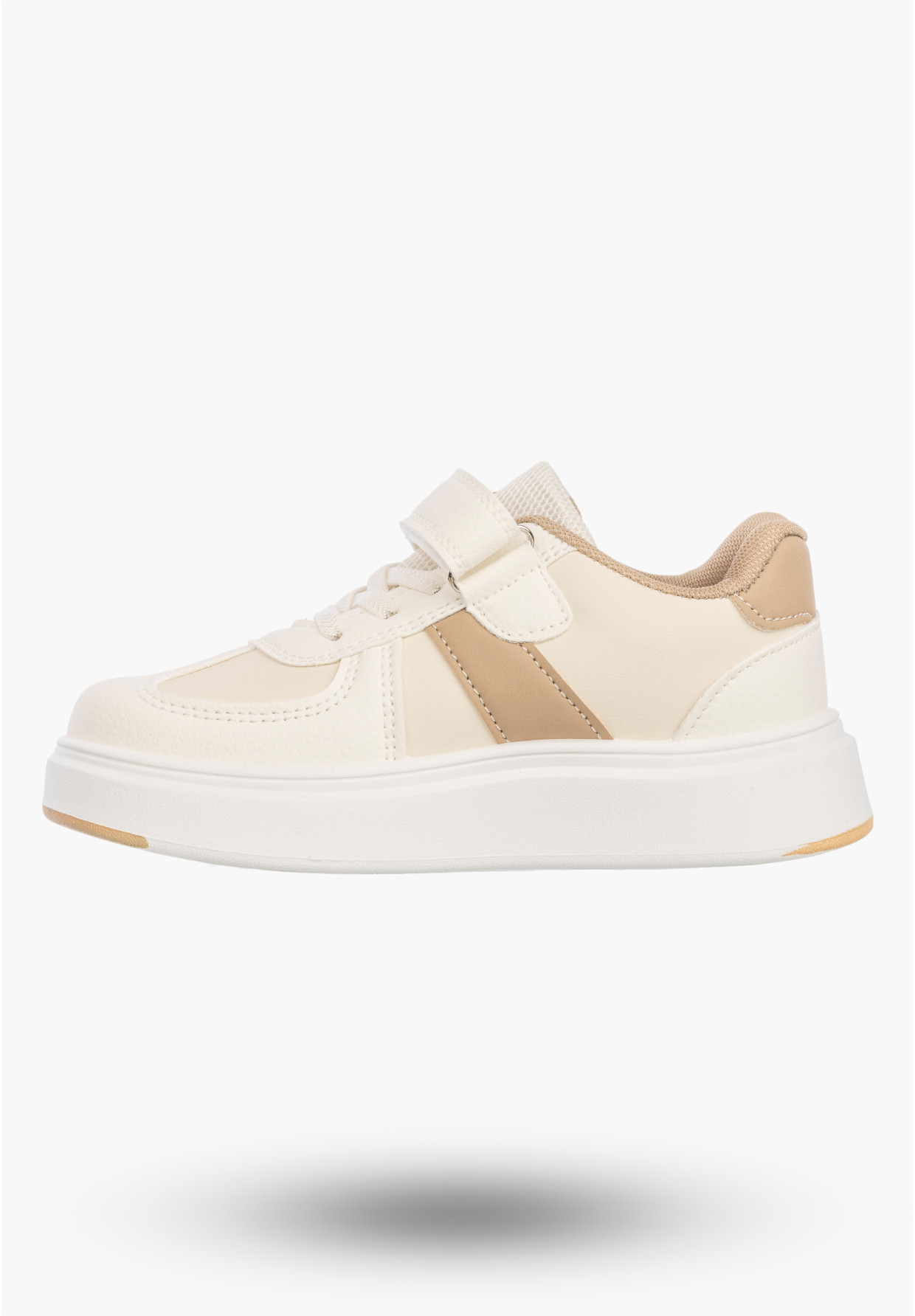 Sneakersy Dziecięce Ekoskóra Buty Na Rzepy Sportowe Klasyczne Beżowe Cllibee