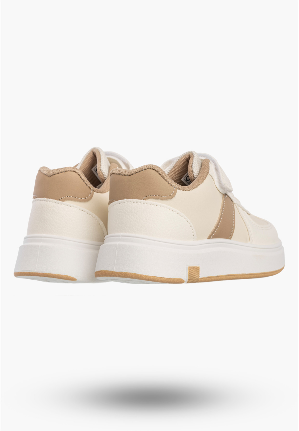 Sneakersy Dziecięce Ekoskóra Buty Na Rzepy Sportowe Klasyczne Beżowe Cllibee