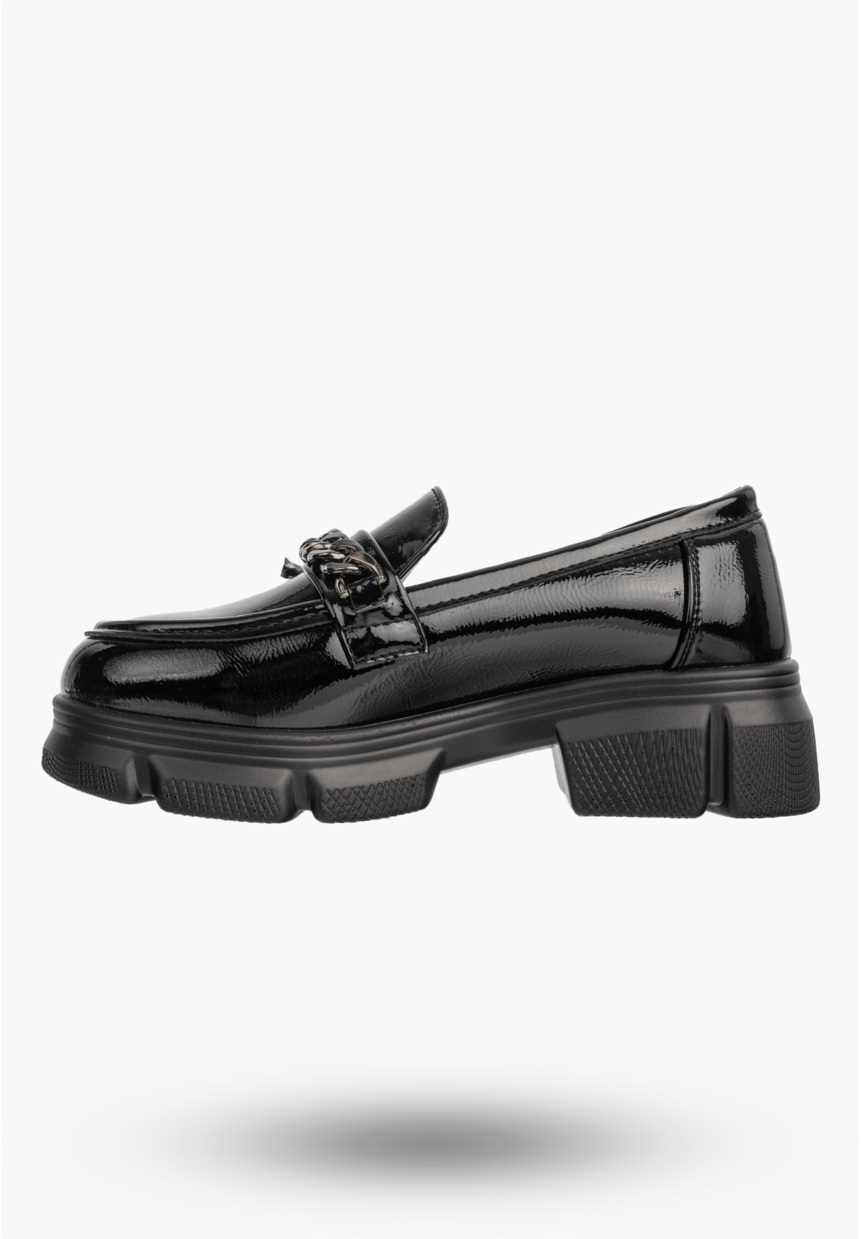 Mokasyny Dziewczęce Ekoskóra Buty Eleganckie Półbuty Lakierowane Czarne Clibee