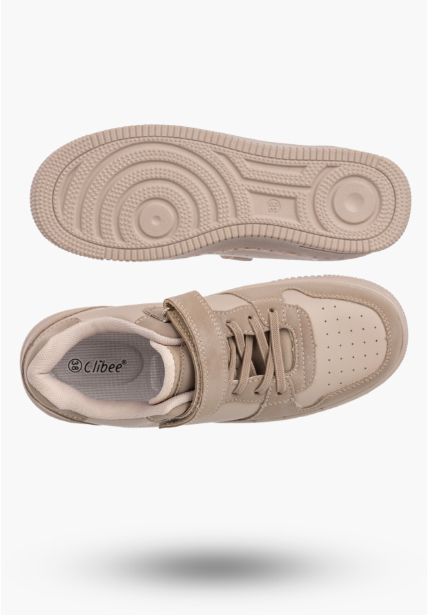 Sneakersy Dziewczęce Damskie Ekoskóra Buty Na Rzepy Sportowe Różowe Cllibee