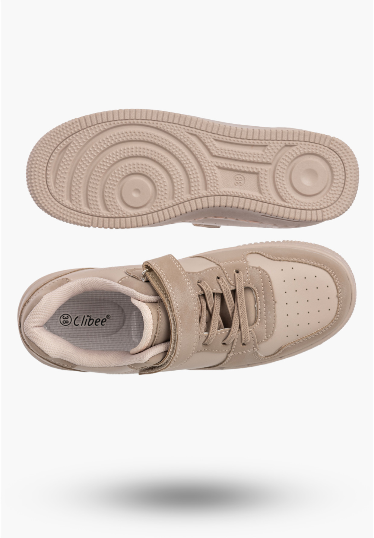Sneakersy Dziewczęce Damskie Ekoskóra Buty Na Rzepy Sportowe Różowe Cllibee