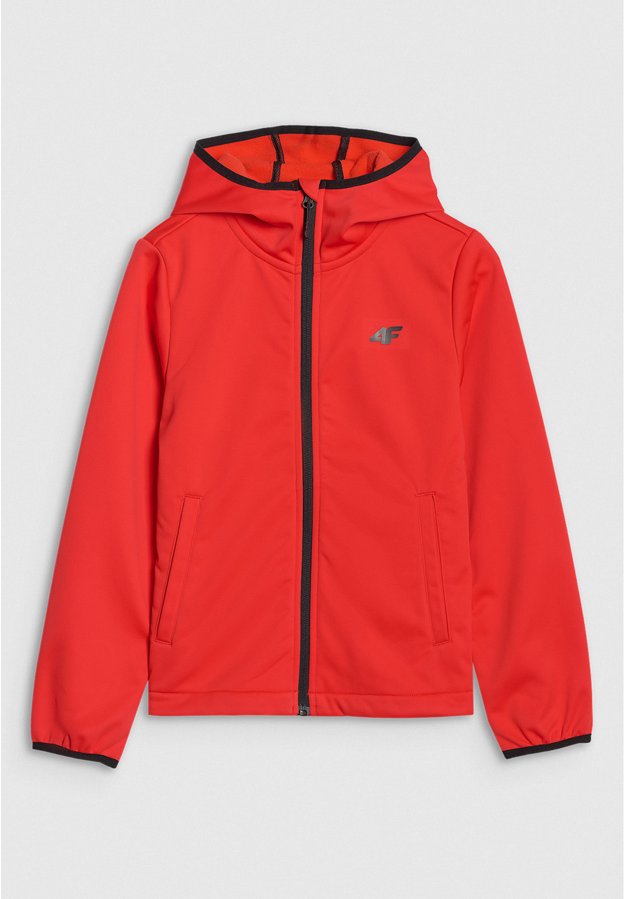 Kurtka Chłopięca 4F Softshell Z Kapturem Przejściowa Czerwona 4FJWAW25TSOFM374