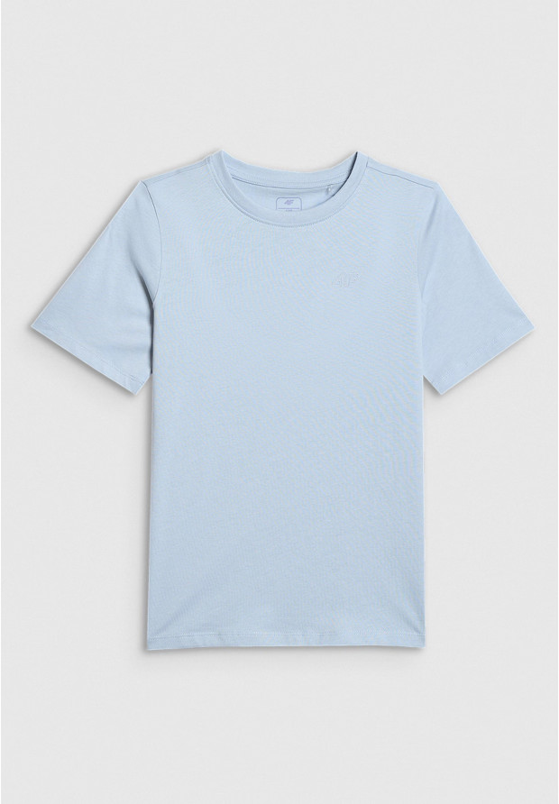 Koszulka Chłopięca 4F T-shirt Z Logo Sportowy Casual Jasny Niebieski 4FJWSS26TTSHM3006