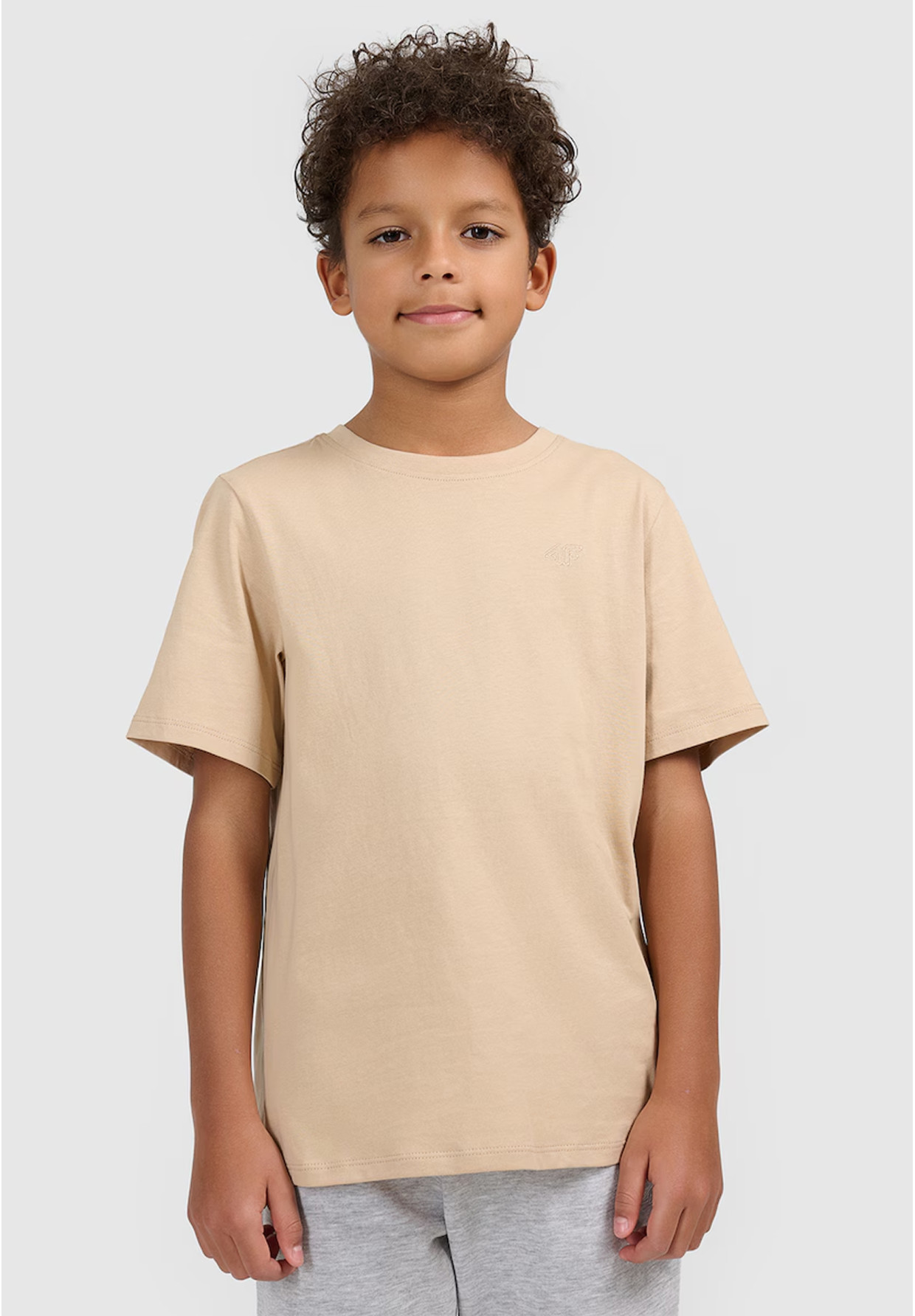 Koszulka Chłopięca 4F T-shirt Z Logo Sportowy Casual Beżowy 4FJWSS26TTSHM3006