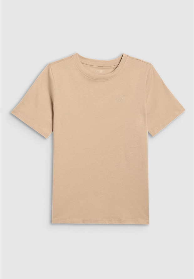Koszulka Chłopięca 4F T-shirt Z Logo Sportowy Casual Beżowy 4FJWSS26TTSHM3006