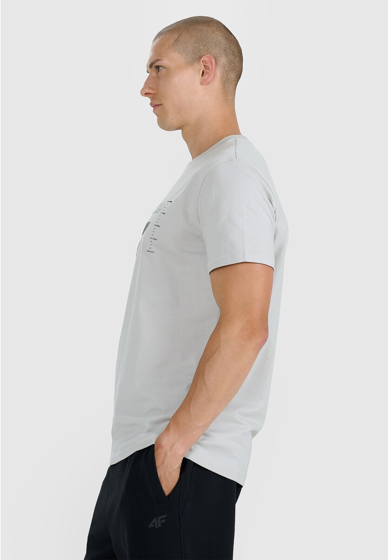 Koszulka Męska 4F T-shirt Z Nadrukiem Regular Szary 4FWAW25TTSHM2359