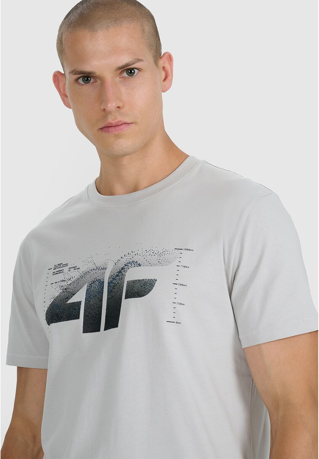 Koszulka Męska 4F T-shirt Z Nadrukiem Regular Szary 4FWAW25TTSHM2359