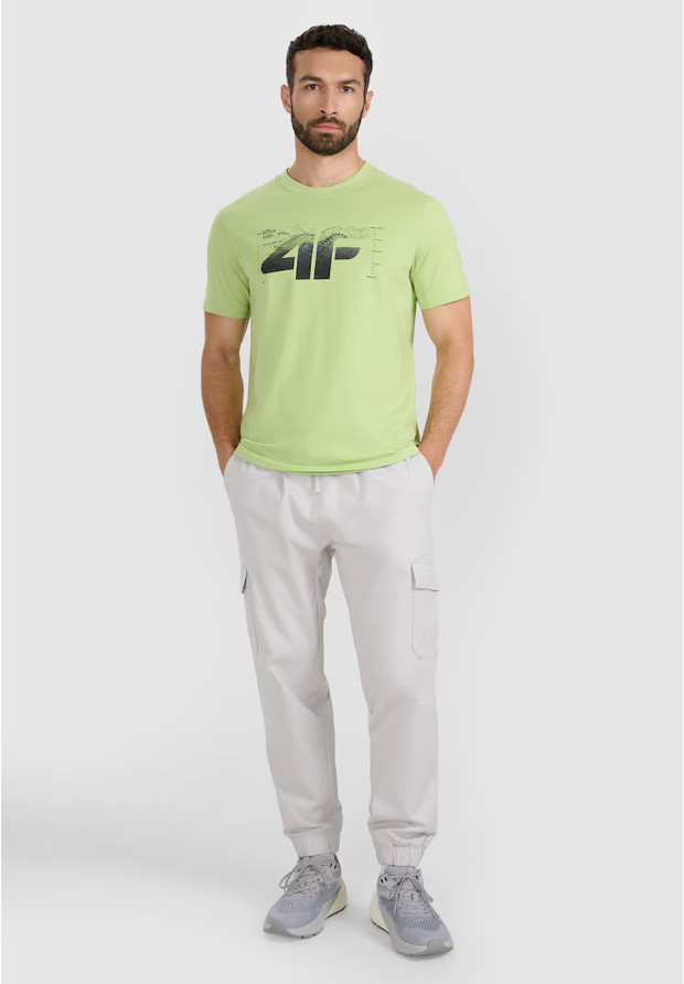 Koszulka Męska 4F T-shirt Z Nadrukiem Regular Zielony 4FWAW25TTSHM2359