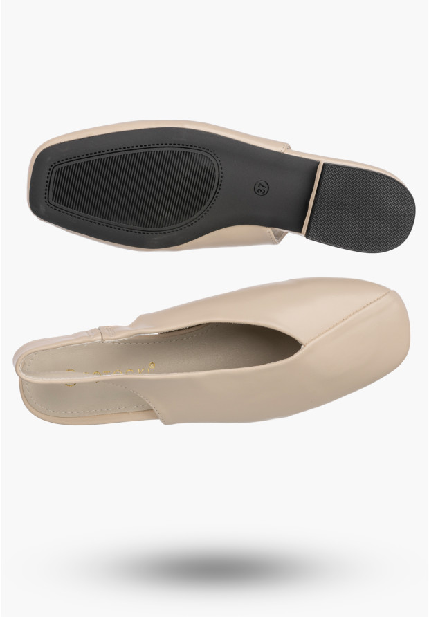 Baleriny Damskie Ekoskóra Slingback Buty z odkrytą piętą Beżowe Potocki 26-20335