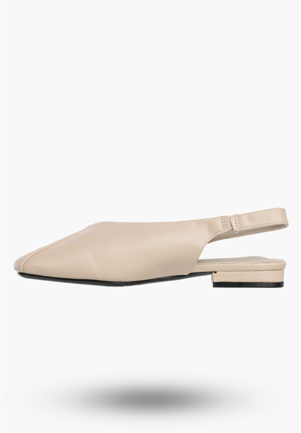 Baleriny Damskie Ekoskóra Slingback Buty z odkrytą piętą Beżowe Potocki 26-20335