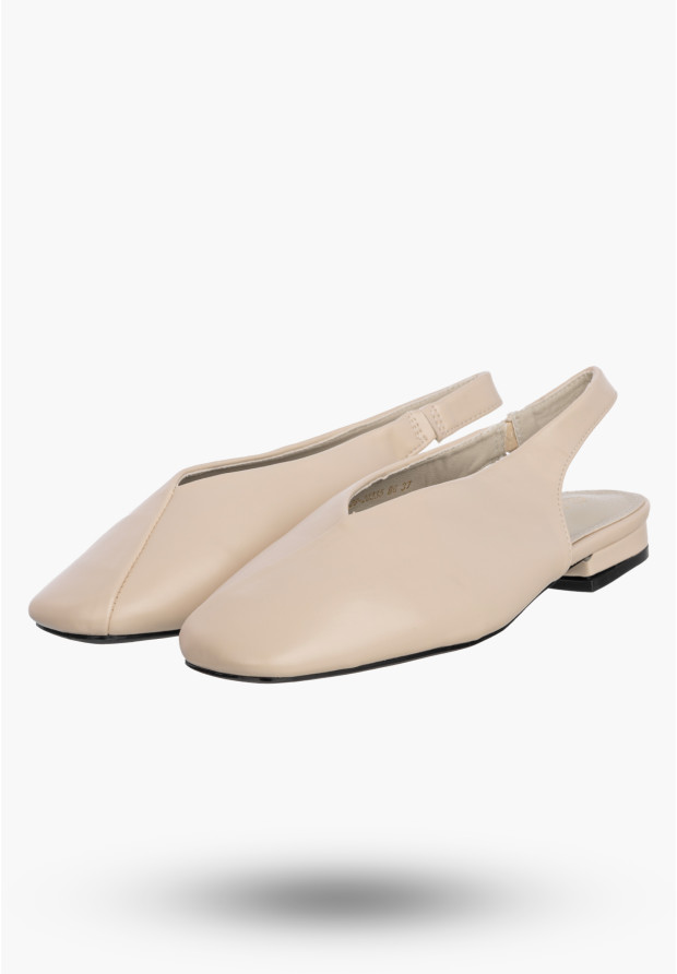 Baleriny Damskie Ekoskóra Slingback Buty z odkrytą piętą Beżowe Potocki 26-20335