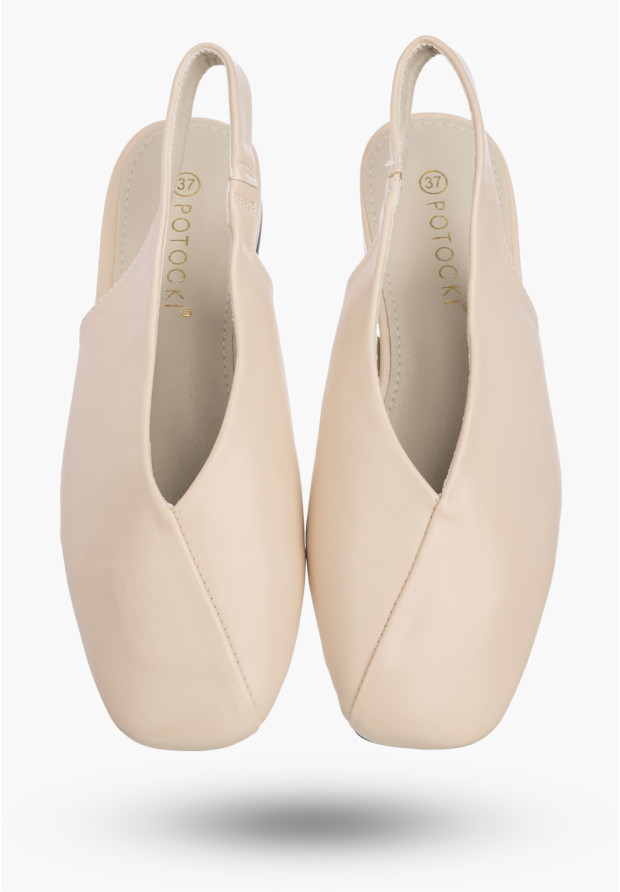 Baleriny Damskie Ekoskóra Slingback Buty z odkrytą piętą Beżowe Potocki 26-20335
