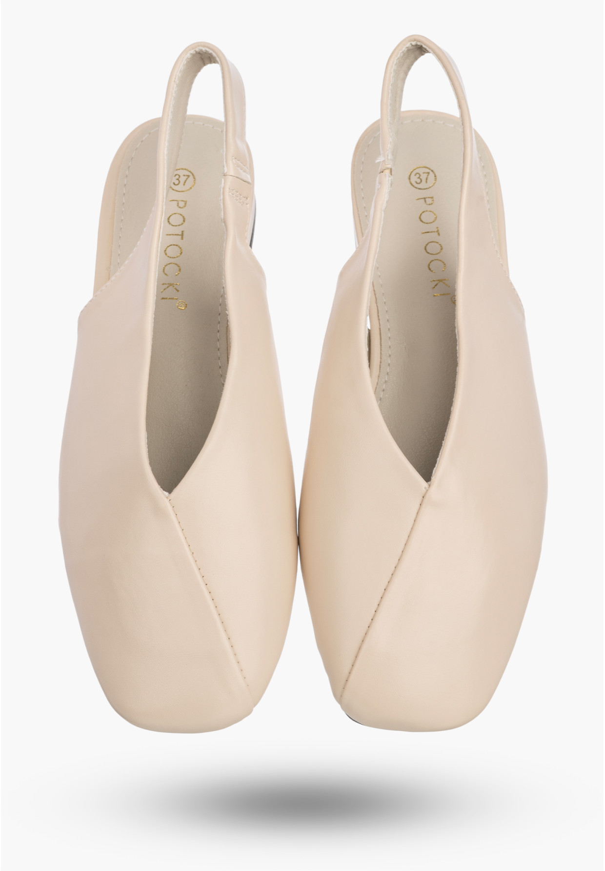 Baleriny Damskie Ekoskóra Slingback Buty z odkrytą piętą Beżowe Potocki 26-20335