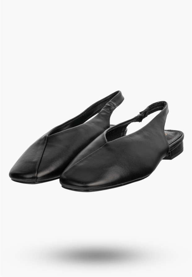 Baleriny Damskie Ekoskóra Slingback Buty z odkrytą piętą Czarne Potocki 26-20335
