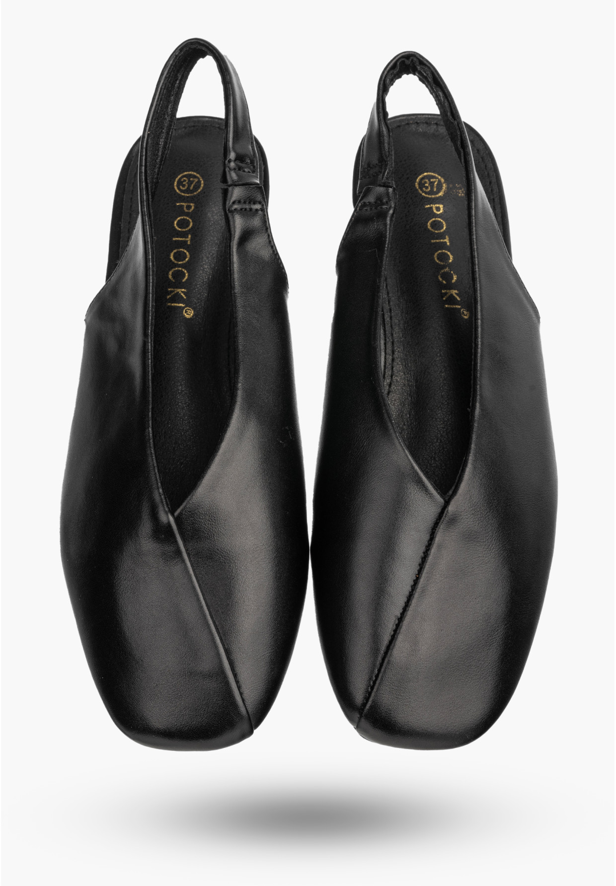 Baleriny Damskie Ekoskóra Slingback Buty z odkrytą piętą Czarne Potocki 26-20335