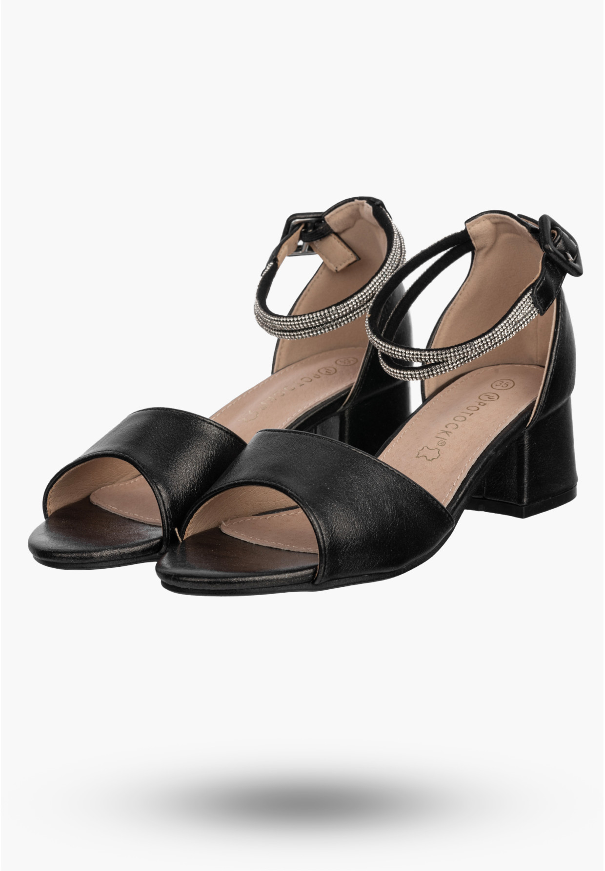 Sandały Dziewczęce Ekoskóra Buty Na Obcasie Eleganckie Czarne Potocki 26-42326