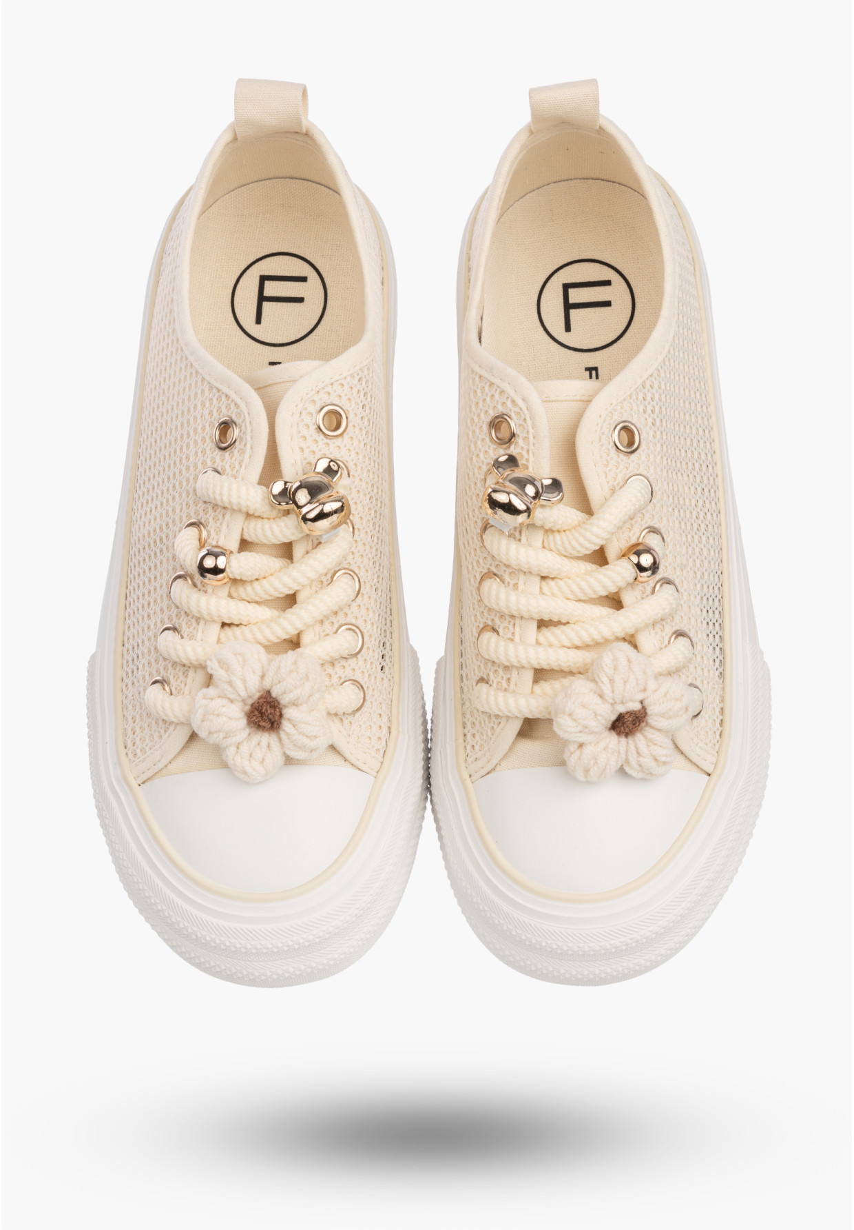 Trampki Na Platformie Damskie Buty Sneakersy Ażurowe Beżowe FILIPPO DTN7855/26 L BE