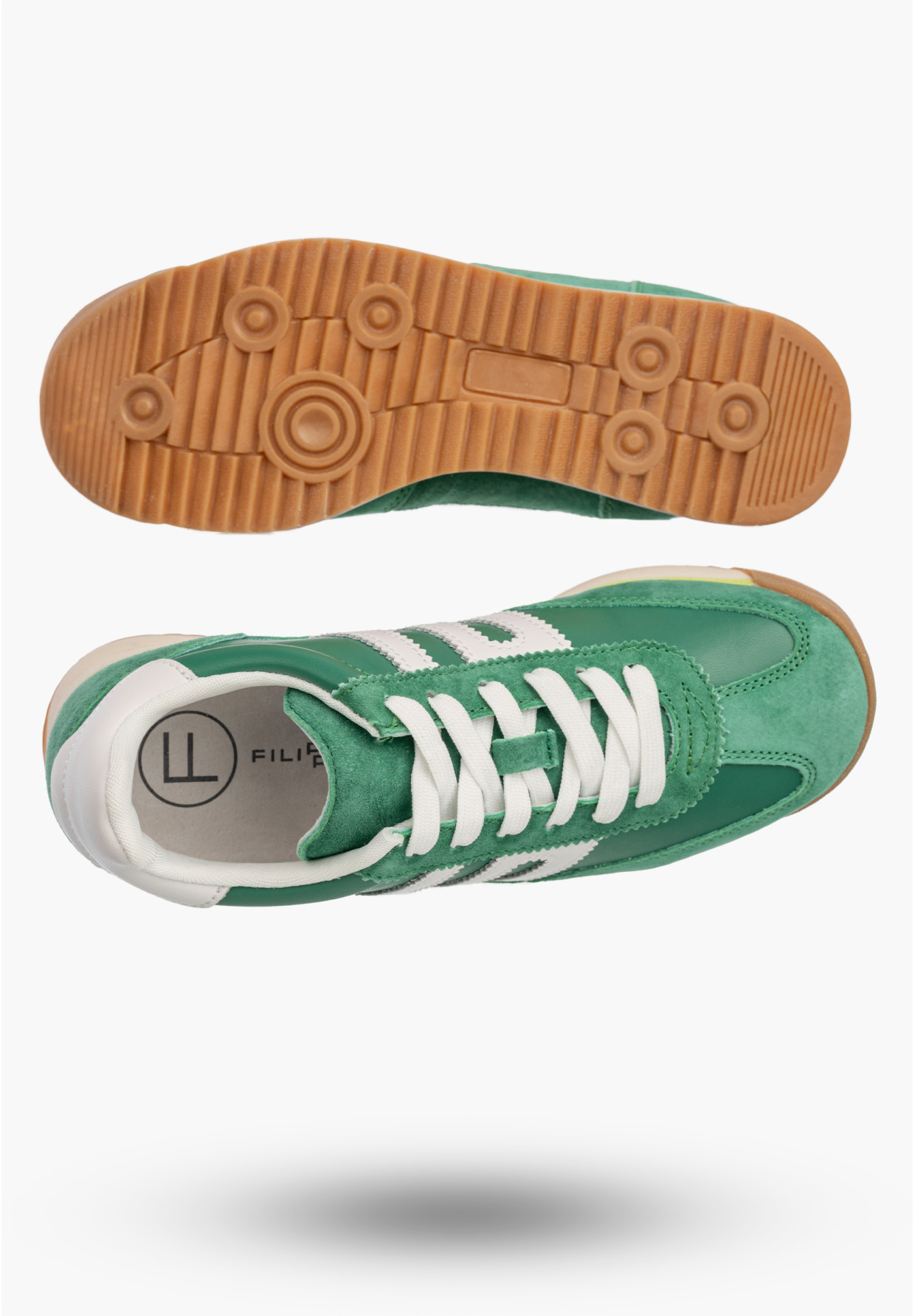 Sneakersy Damskie Buty Skórzane Zamszowe Sportowe Casual Zielone Filippo DP7686/26