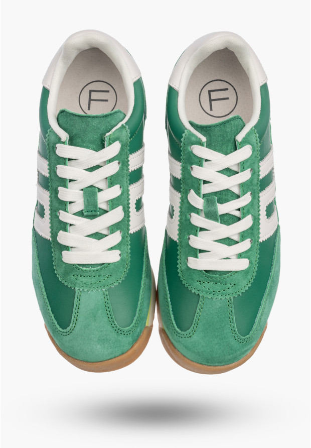 Sneakersy Damskie Buty Skórzane Zamszowe Sportowe Casual Zielone Filippo DP7686/26