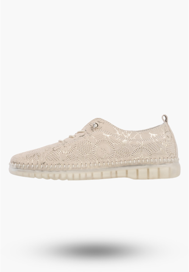 Półbuty Damskie Buty Skórzane Lekkie Eleganckie Tenisówki Złote Filippo DP7810/26