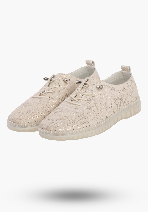 Półbuty Damskie Buty Skórzane Lekkie Eleganckie Tenisówki Złote Filippo DP7810/26