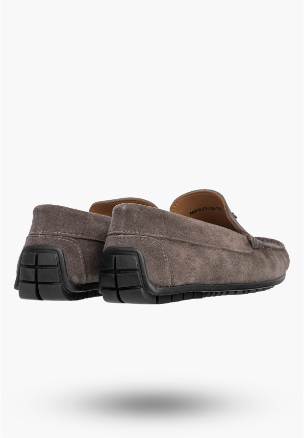 Mokasyny Męskie Skórzane Zamszowe Buty Wsuwane Półbuty Szare FILIPPO MP923/26
