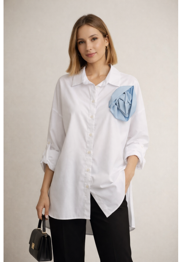 Koszula damska TOP STUDIO biała oversize elegancka
