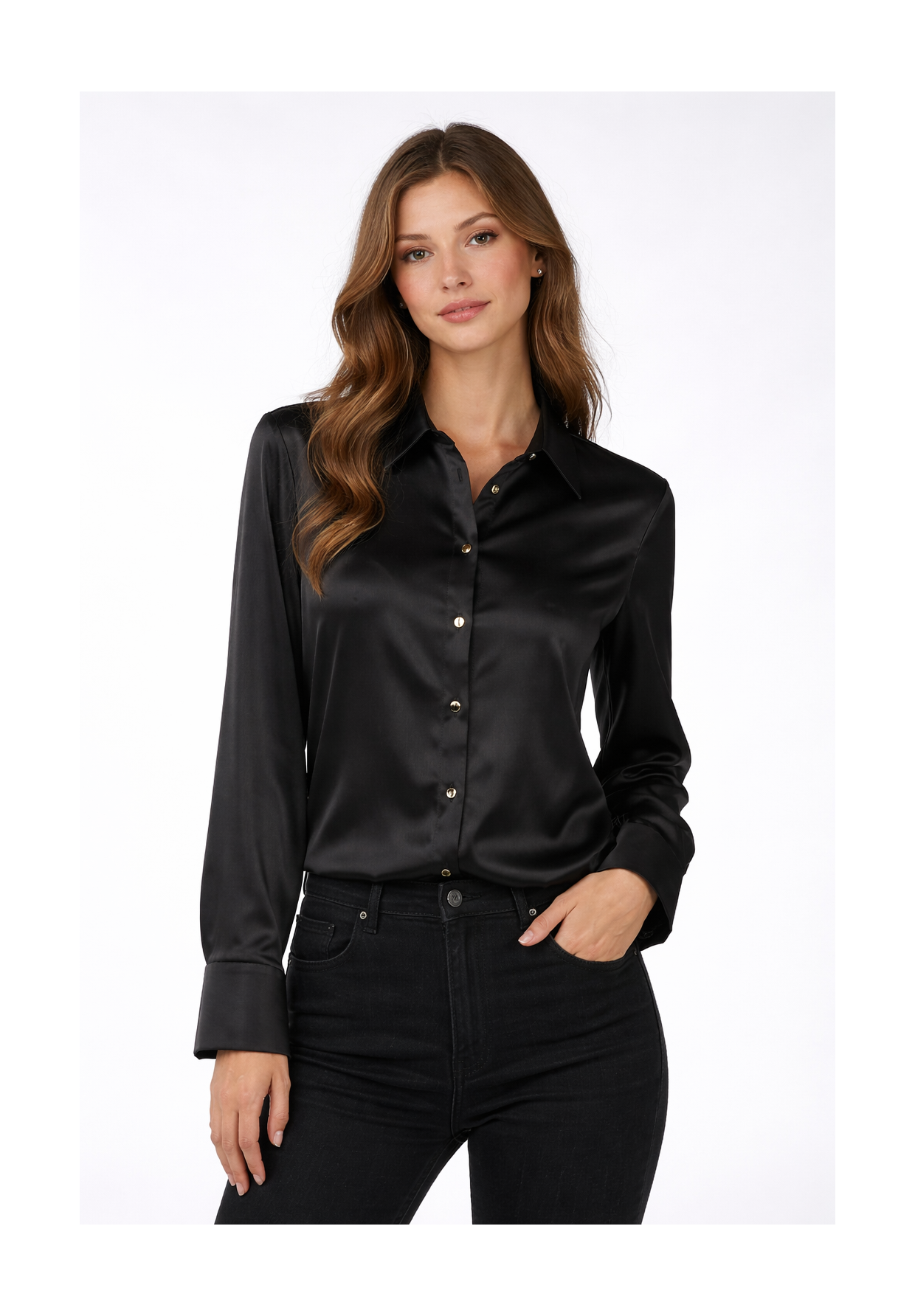 Koszula Damska Elegancka Czarna Oversize Wizytowa Wiskoza EDAN