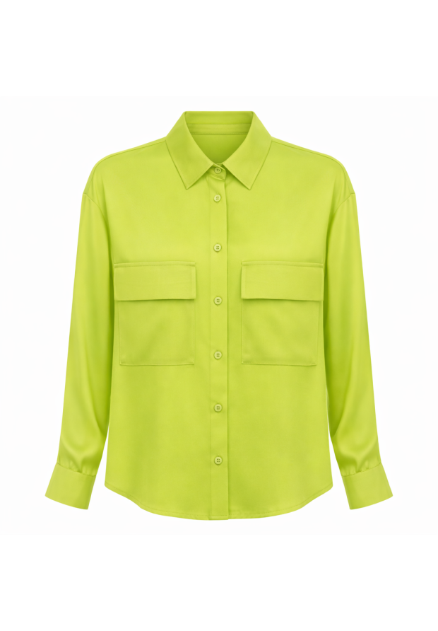 Koszula Damska Elegancka Limonkowa Oversize Wizytowa Wiskoza EDAN