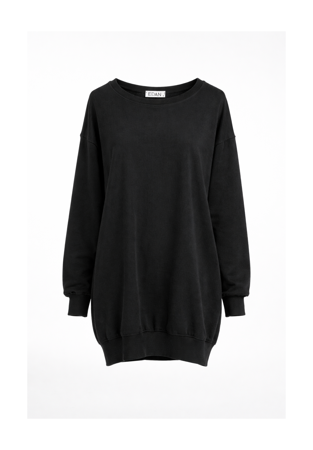 Sukienka Damska Dresowa Bluza Oversize Tunika Casual Czarna EDAN