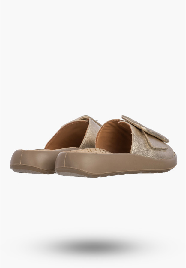 Klapki Damskie Skórzane Buty Eleganckie Letnie Złote IGI&CO 1179400