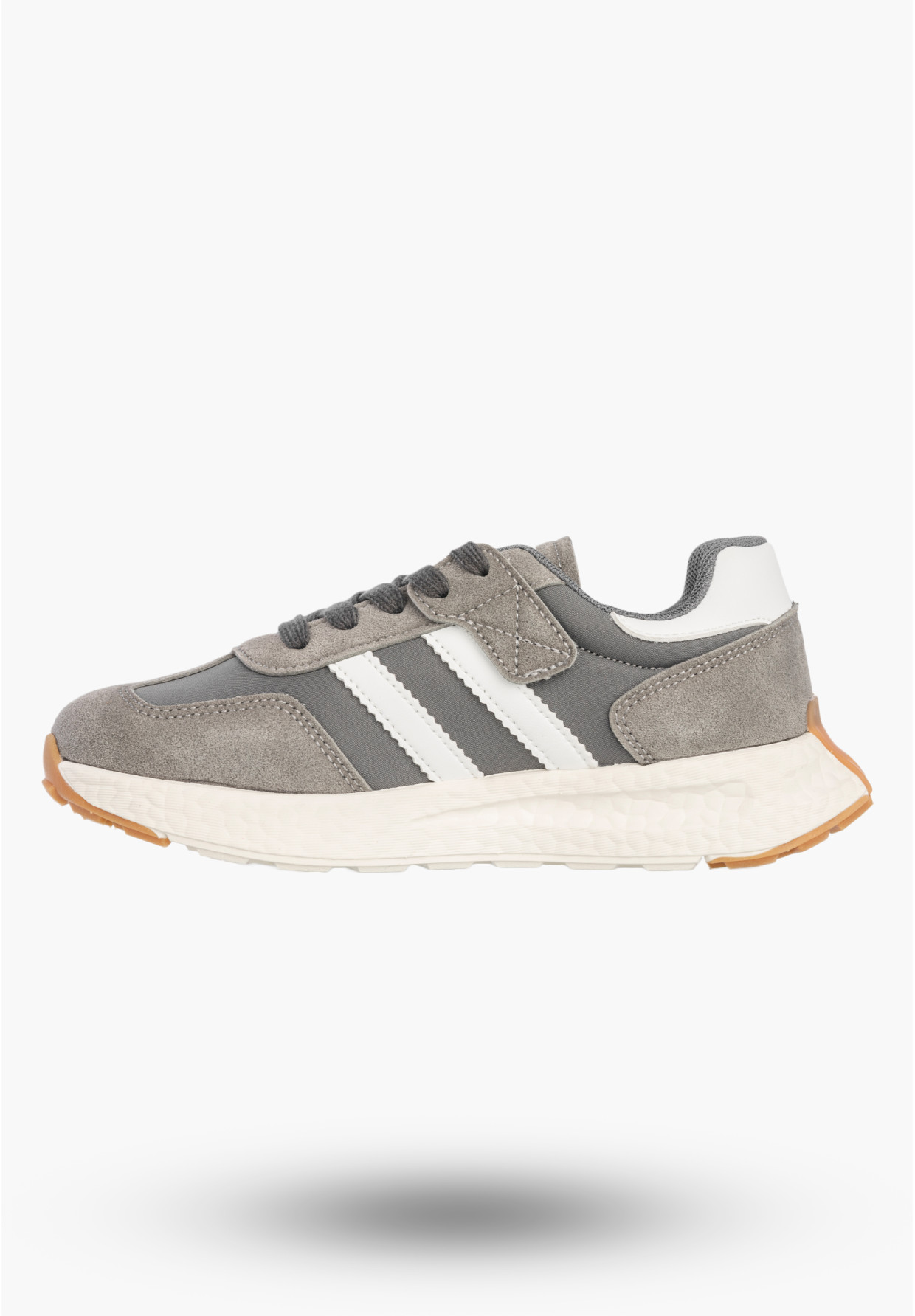 Sneakersy Dziecięce Buty Na Rzepy Sportowe Skórzana Wkładka Szare Apawwa