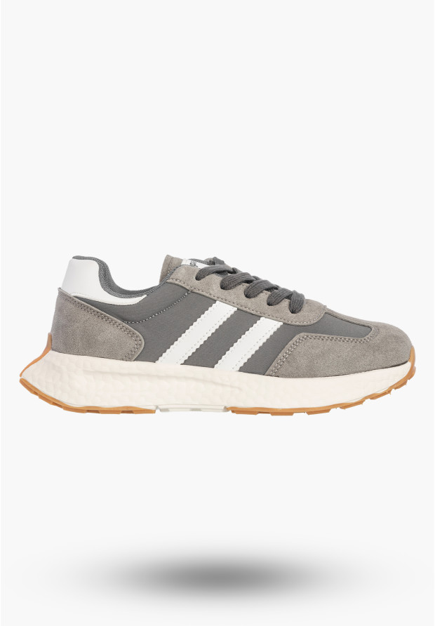Sneakersy Dziecięce Buty Na Rzepy Sportowe Skórzana Wkładka Szare Apawwa