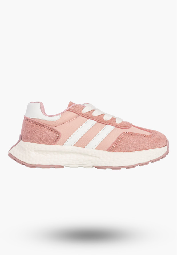 Sneakersy Dziecięce Buty Na Rzepy Sportowe Skórzana Wkładka Różowe Apawwa