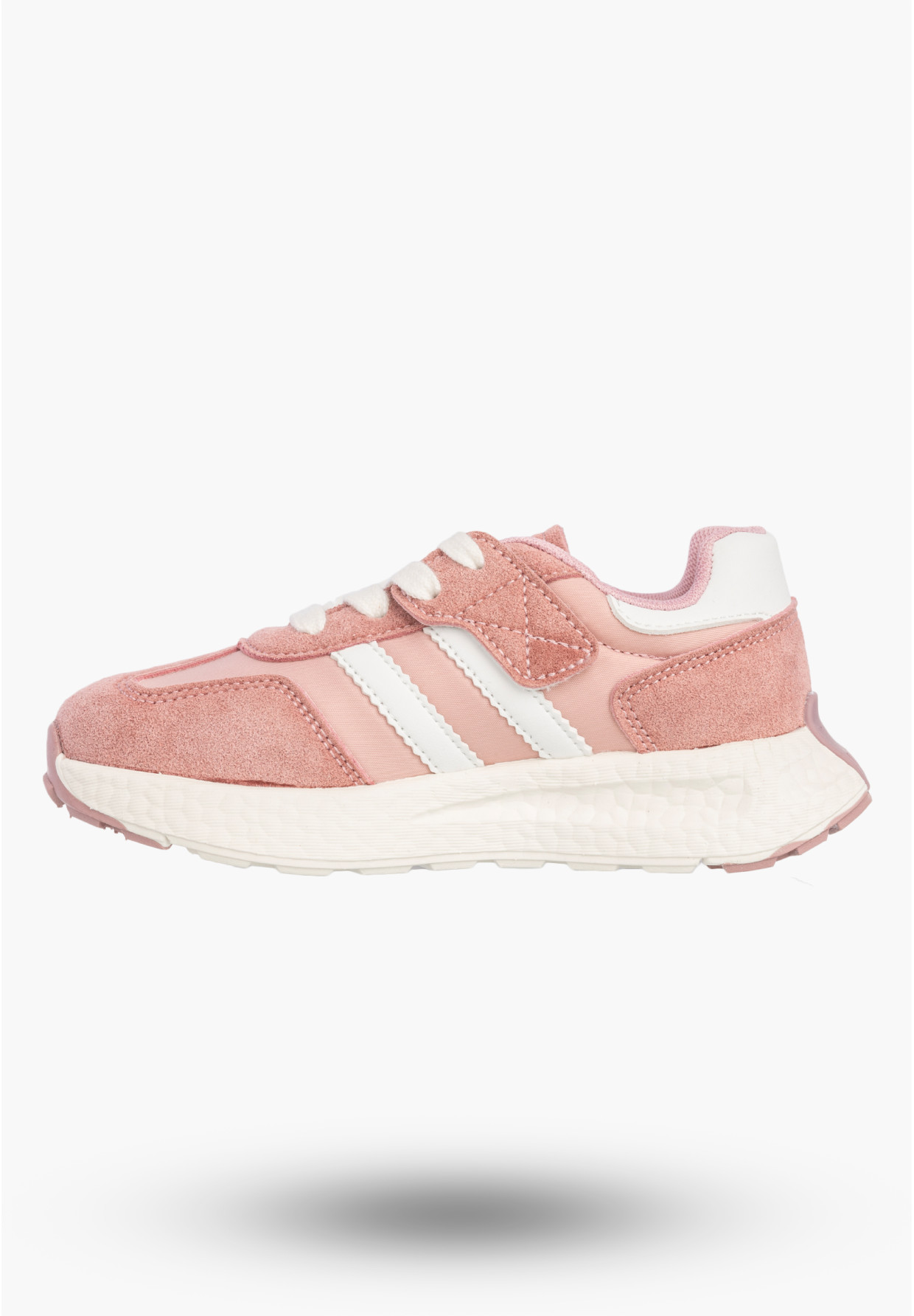 Sneakersy Dziecięce Buty Na Rzepy Sportowe Skórzana Wkładka Różowe Apawwa