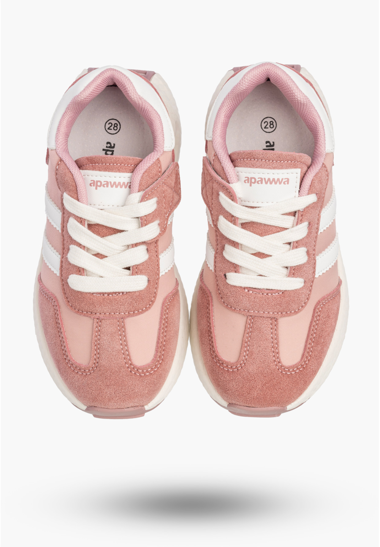Sneakersy Dziecięce Buty Na Rzepy Sportowe Skórzana Wkładka Różowe Apawwa