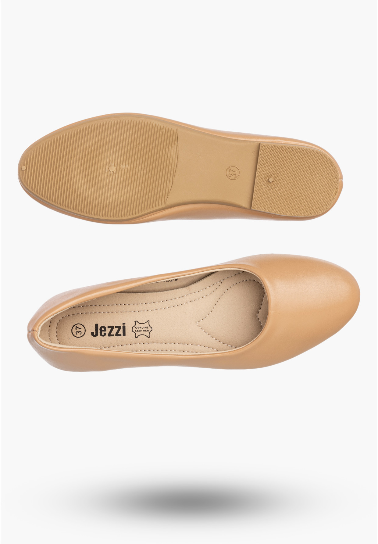Baleriny Damskie Ekoskóra Buty Wsuwane Eleganckie Klasyczne Beżowe Jezzi 9BL02-1029