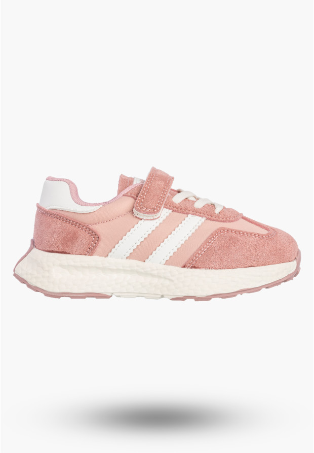 Sneakersy Dziecięce Buty Na Rzepy Sportowe Skórzana Wkładka Różowe Apawwa
